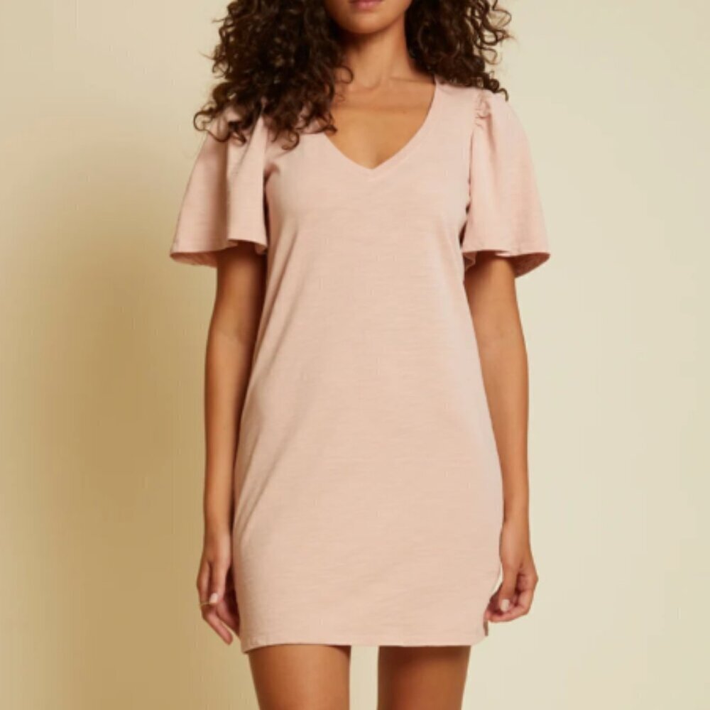 Nation LTD‎ Mallory Flutter Sleeve Dress in Light Pink Millennial sz L